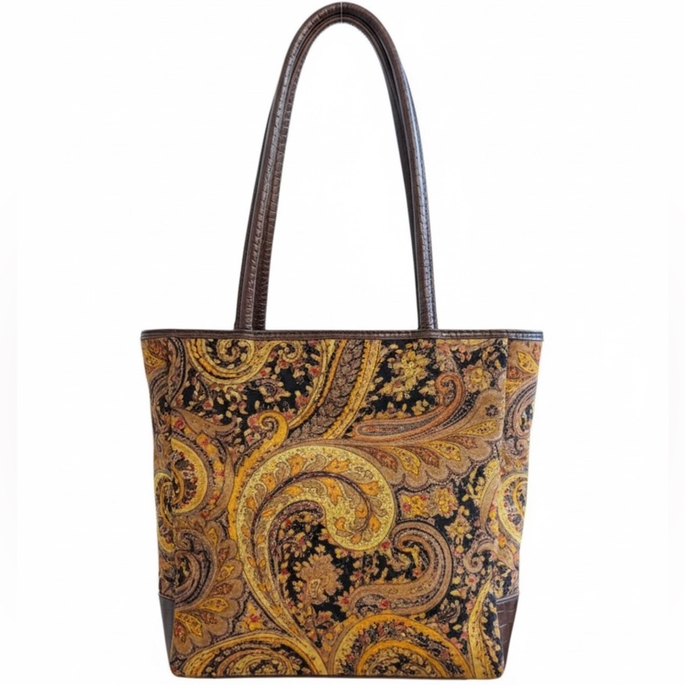 Vintage Bueno Brown and Gold Paisley Tote